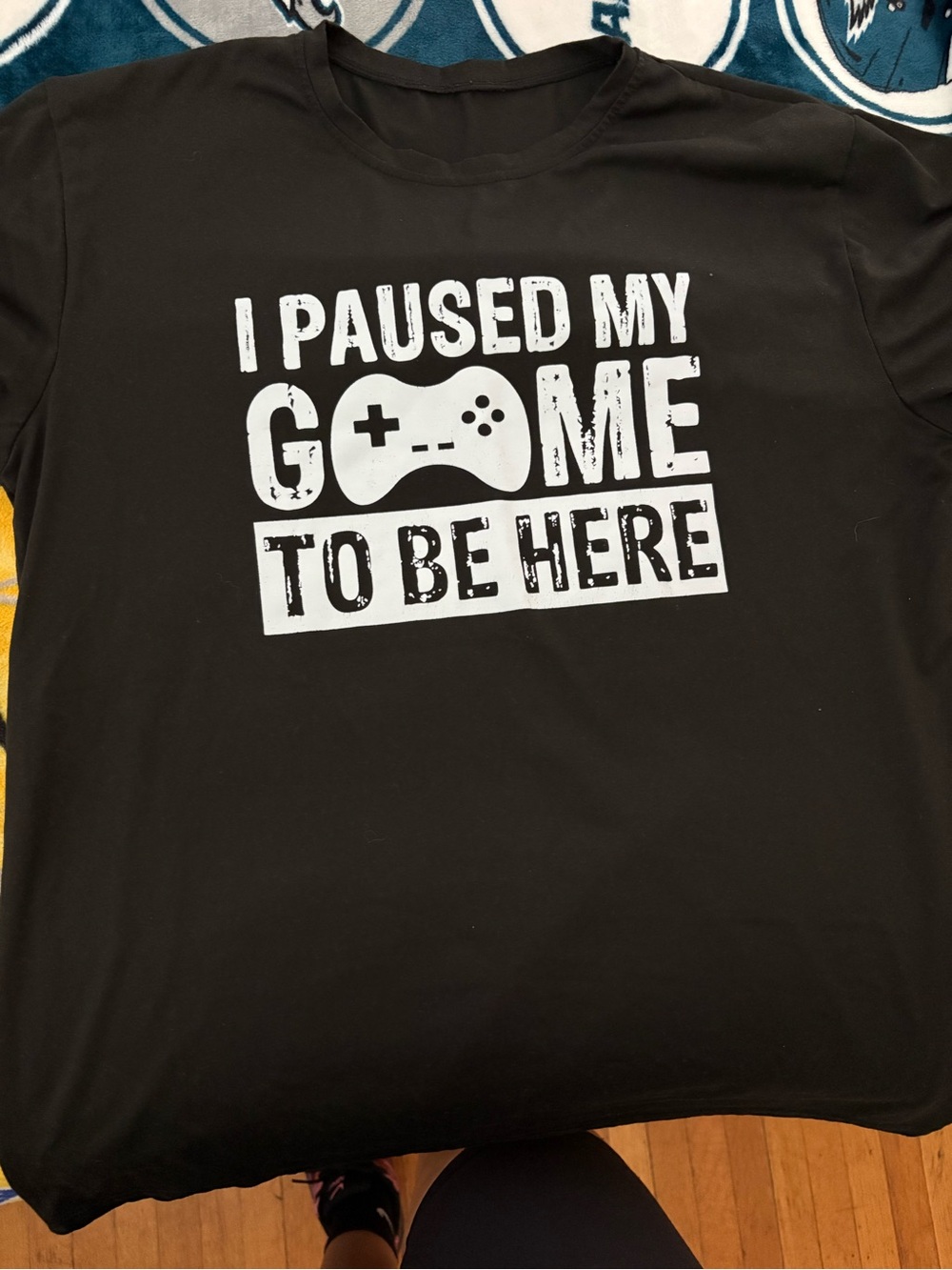 Black Gamer Graphic T-Shirt - I Paused My Game To Be Here size large